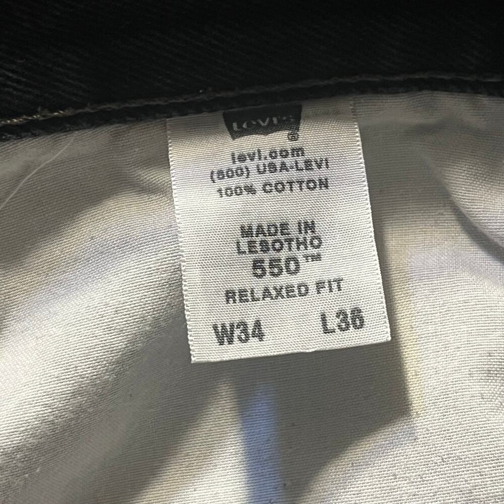 VTG Y2K Levi’s 550 Relaxed Fit Straight Leg Jeans Black Mens 34x36 Grunge Work - Picture 7 of 10